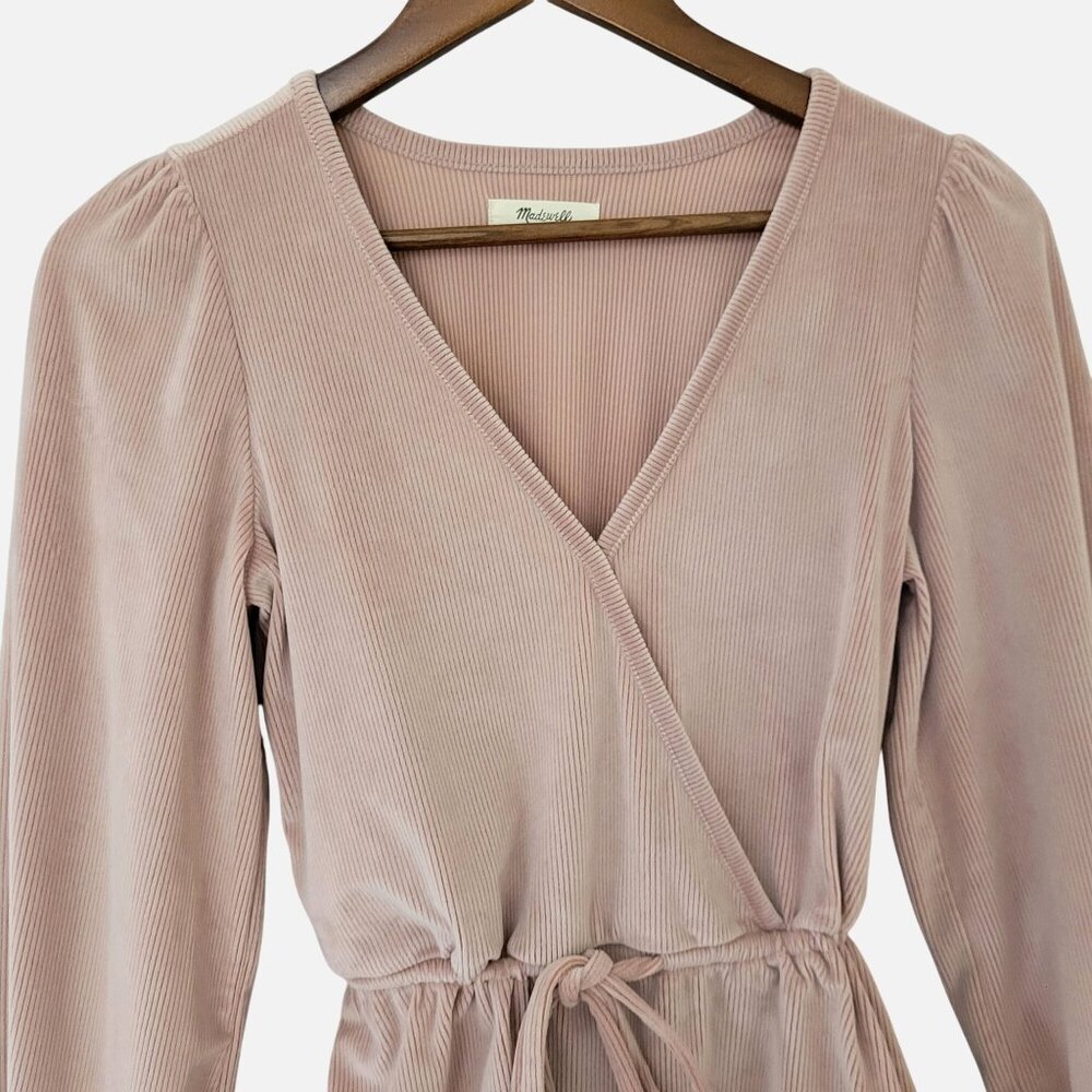 Madewell Corduroy Tie-Front Faux-Wrap Top Womens Size XS Warm Sandstone - Picture 3 of 7